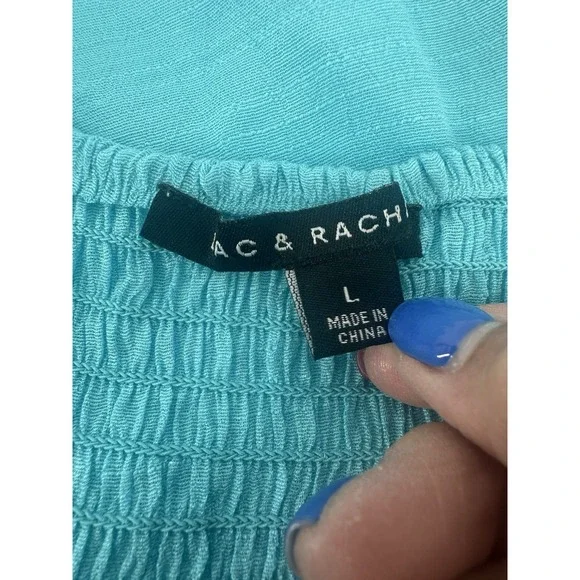 Zac & Rachel Turquoise Boho Baby Doll Beachy Peasant Bell Sleeve Flowy BB18 - Picture 6 of 8